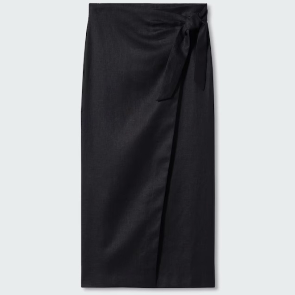Mango Linen Midi Wrap Skirt - Size M - Picture 3 of 7